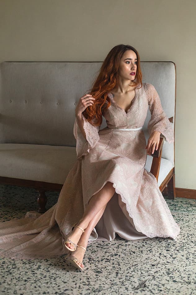Beatrice Abito da sposa in pizzo rosa